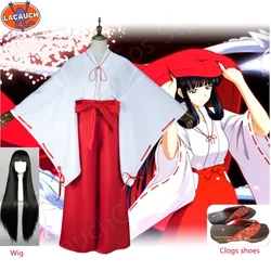 Lacauch Anime Inuyasha Kikyo Kimono Cosplay Uniform Dress Women Halloween Costumes Kikyo Sandals Wigs Costume Christmas Gift