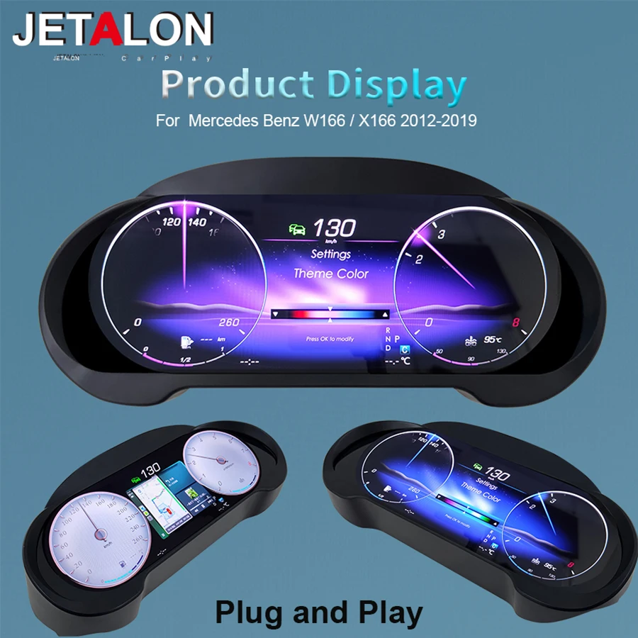 12.3Inch LCD Screen Speedometer Instrument Cluster For Mercedes Benz ML GL GLE GLS W166 X166 2012-2019 Upgrade Smart Dashboard