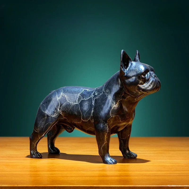 Brass dog ornaments French bulldog metal crafts Living room TV cabinet Home decoration Office desktop