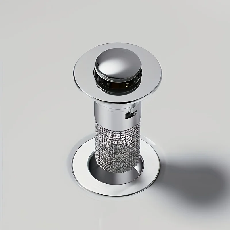 1pc Washbasin Leak Plug, Stainless Steel Odor Proof Bouncing Core, Press Type Sink Drain, Universal Accessory for Washbasin