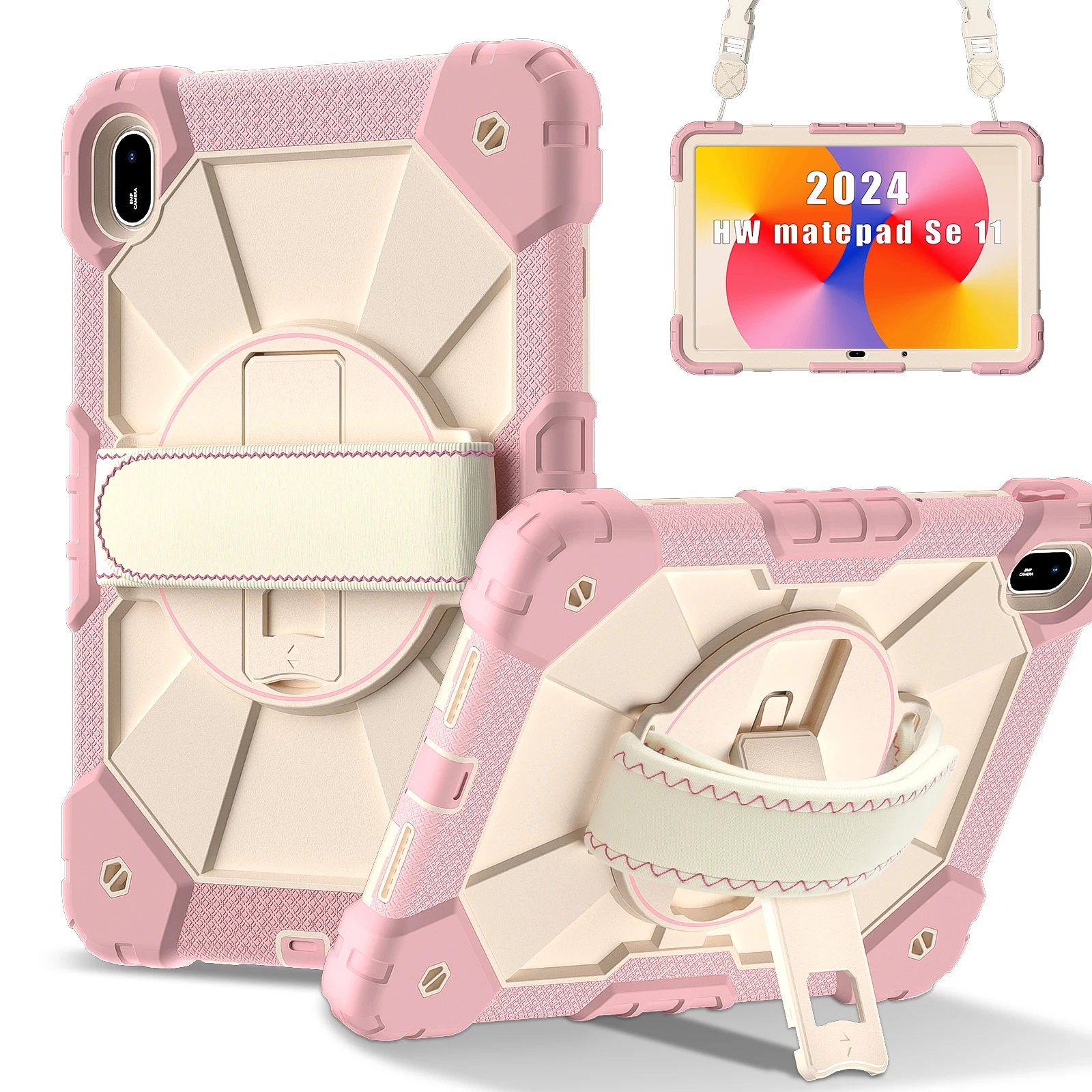 360° Rotate for Huawei SE 11 2024 Matepad Pad 11.5 11.5S 2024  Matepad Air 12 T10S 10.1 T10 9.7 Stand Cover With Shoulder Strap