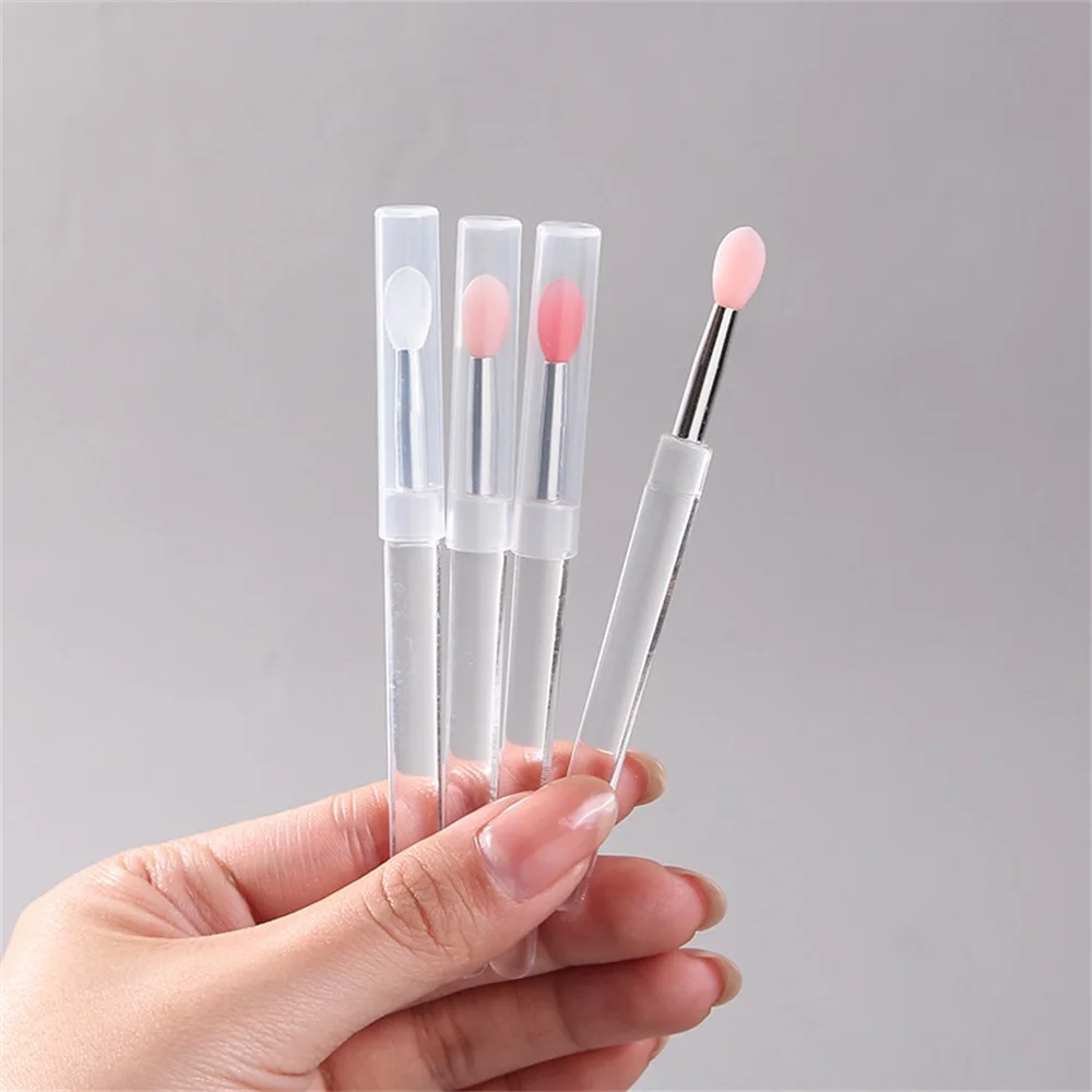 Pincel de silicona portátil con cubierta, aplicador de bálsamo labial suave, multifuncional, brillo de labios, sombra de ojos, maquillaje, 1/3 piezas