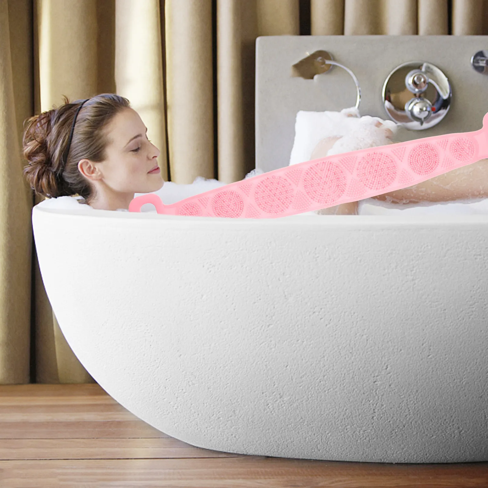 

4Pcs Heavy Duty Silicone Body Exfoliator Belts Long Reach Back Scrubbing Towel for Daily Pore Cleansing Bath