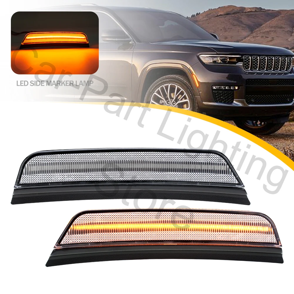 2Pcs For 2021-2024 Jeep Grand Cherokee L WL Led Front Turn Signal Blinker Lamp front wheel Side Marker light