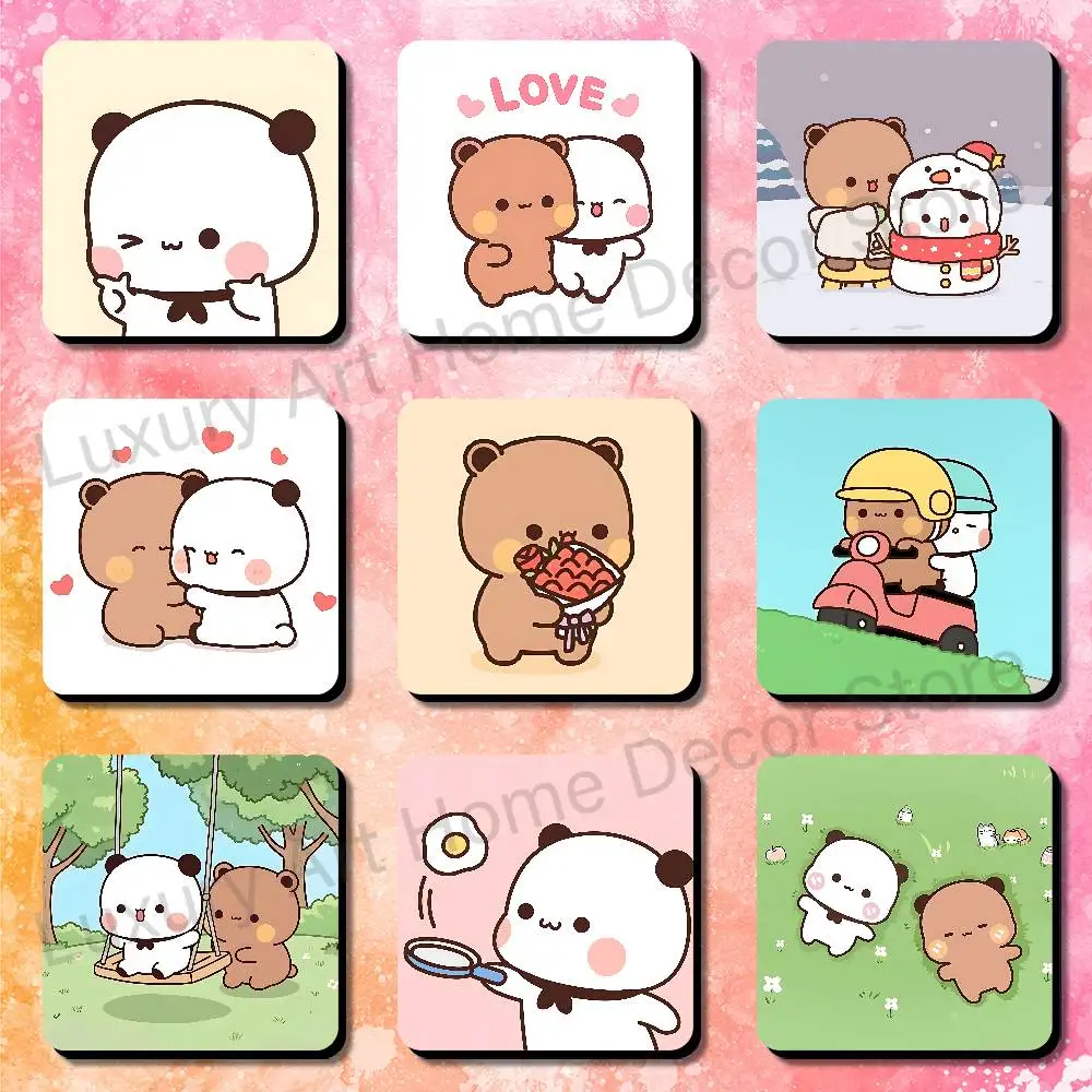 B-Bubu D-Dudu Bear Fridge Freezer Refrigerator Magnets Metal Cabinet Dimensions 75x75mm Magnetic Sticker Cover Home