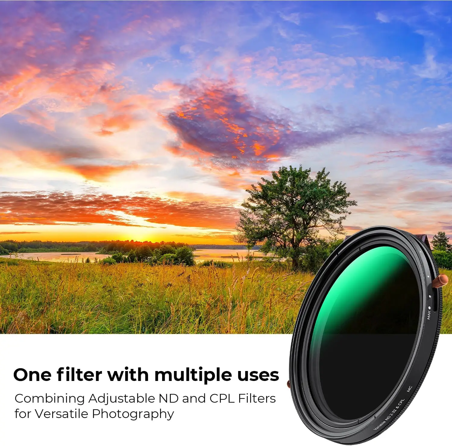 K&F Concept 67mm 2in1 2 IN 1 CPL ND32 Camera Lens Filter 72mm 82mm Variable Adjustable ND Neutral Density Circular Polarizer