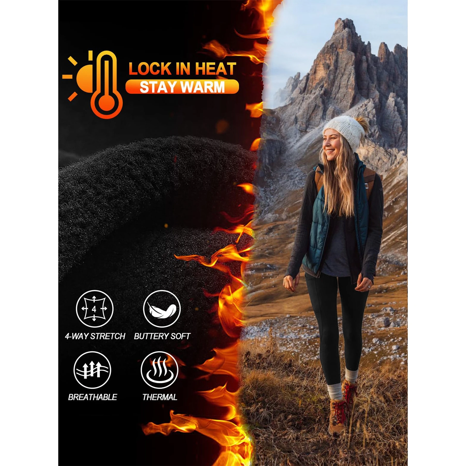 

High Waist Fce Lined Yoga Pants Sports Outerwear Bot Warm Milk Silk Pure Color Other Material Women's Faion