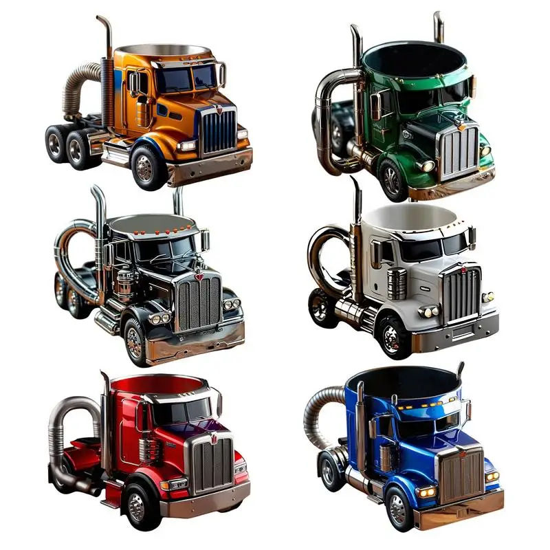 Truck Coffee Mug Creative Semi-Trailer-Shaped Beer Cups Traveling Coffee Cups Ice Milk Cups for Tea Juice Milk Latte Hot