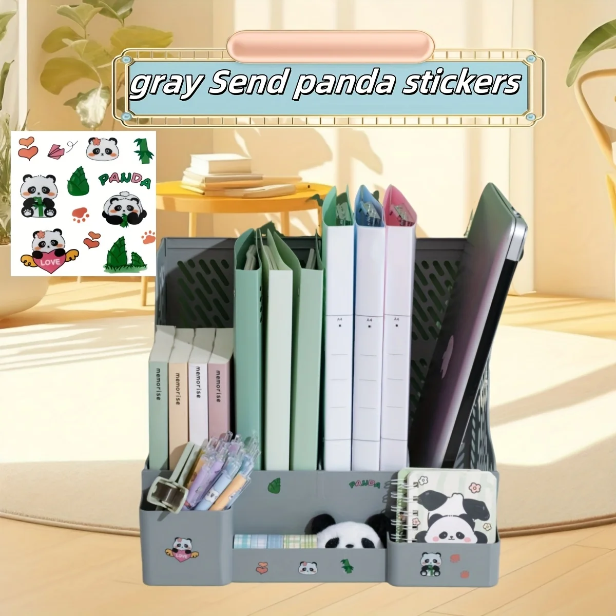 Thickened Bookshelf Desktop Study Book Stand A4 Folder Organizer Storage Box Four-Section Office Supplies File Box Archive