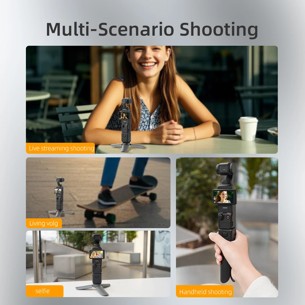 حامل ثلاثي كاميرا صغير قابل للتمديد من BRDRC لـ DJI Pocket 3/Insta360 X5/GO Ultra ملحقات مقبض قبضة سطح المكتب كاميرا ويب ترايبود