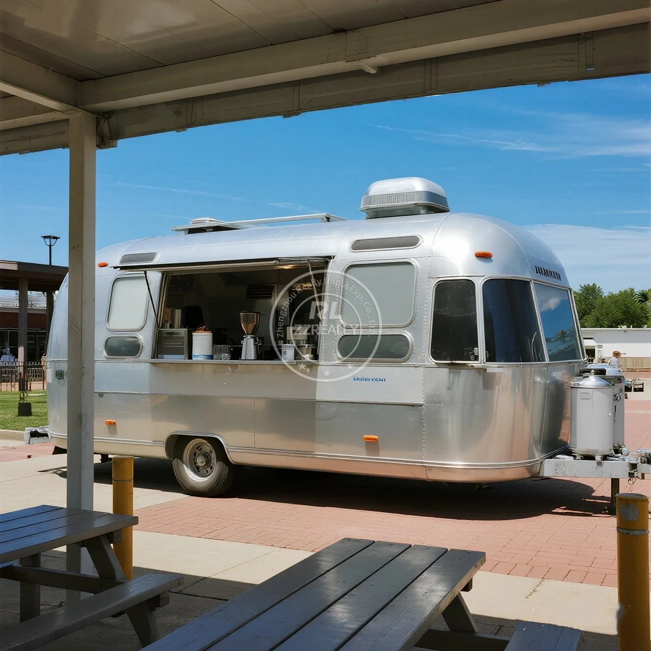 

Stainless Steel Outdoor Ice Cream Cart Fast Food Cart Fully Equipped Mobile Restaurant Air Stream Food Truck Trailer