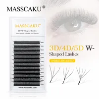 MASSCAKU pestañas en forma de W 3D c/d rizo negro mate extensión de pestañas suaves naturales tejidas a mano Y pestañas postizas de volumen prefabricadas para salón