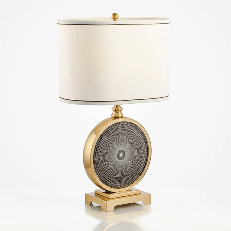 Creative crystal round table lamp fabric lampshade modern hotel bedroom study warm interior decoration lamps