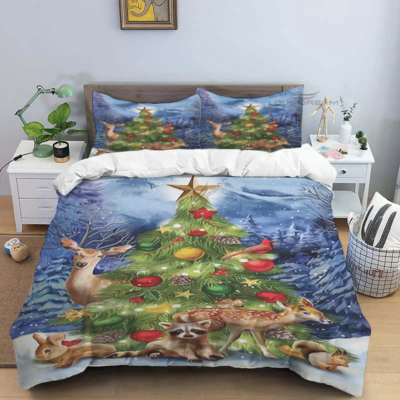 Christmas Tree Pattern Comforter Bedding Set,Duvet Cover Bed Set Quilt Cover Pillowcase,King Queen Size Bedding Set