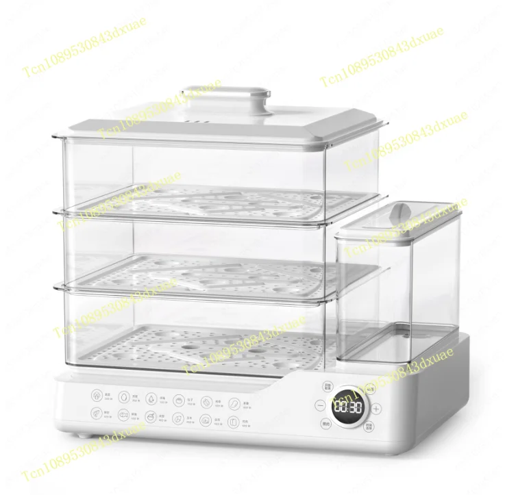 Electric Steamer with Water Tank for Simmering, Steaming, and Cooking Three-Tier Multifunctional Breakfast Maker for Home Use