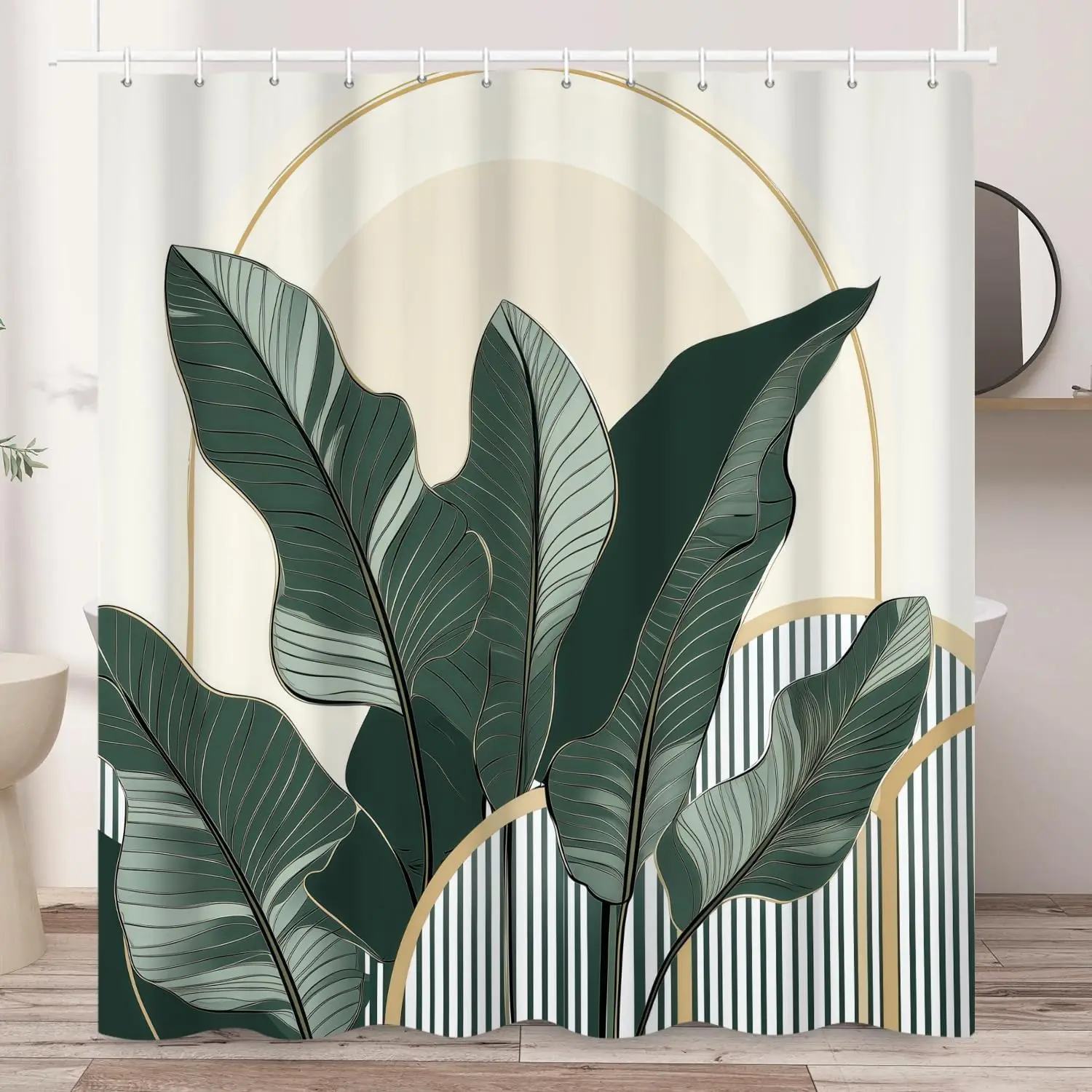 

Tropical Leaf Bathroom Shower Curtain Boho Tropical Plants Green Jungle Print Decorative Modern Bathroom Decor Shower Curtain