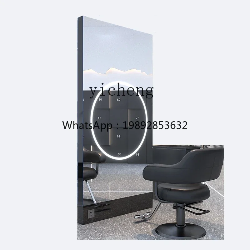 

ПП Зеркальный стол для парикмахерской, двухстороннее зеркало от пола до потолка, светодиодное настенное зеркало для парикмахерской, зона для завивки и окрашивания