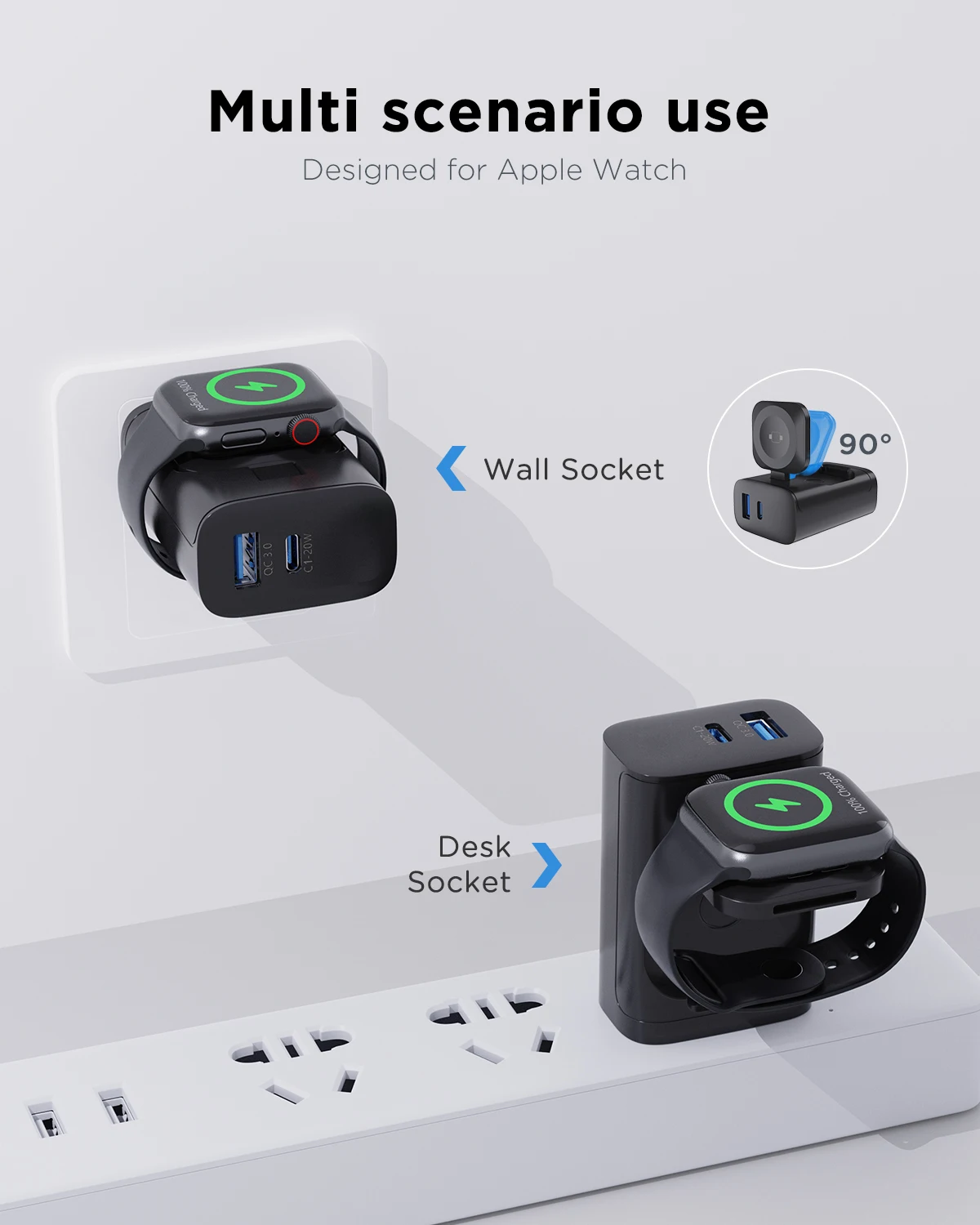 

New QC3.0 Charger with iWatch Quick Charging Station type-c charger Multi-port USB Mobile Phone Charger iphone iWatch 23W