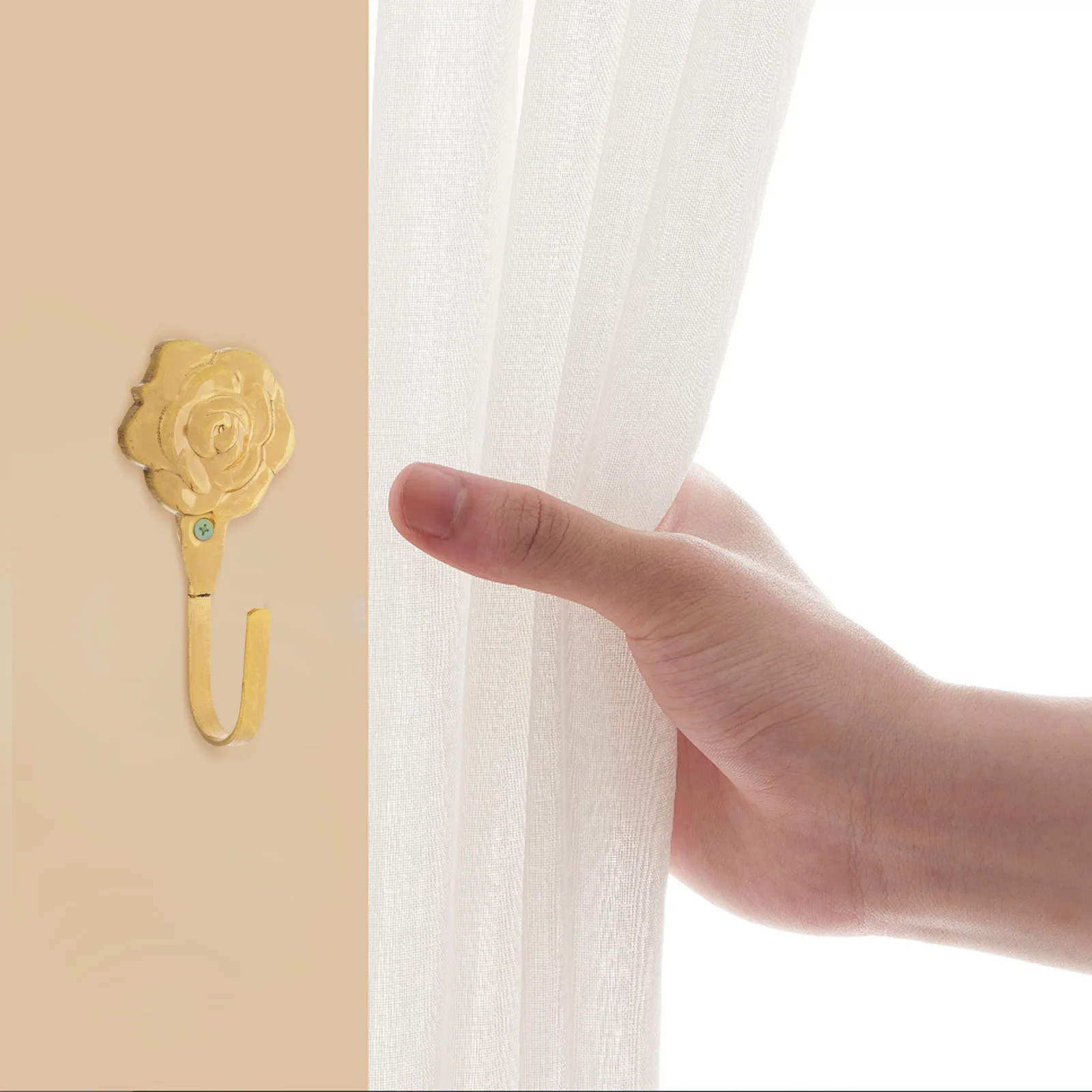 

2Pcs Zinc Alloy Curtain Hooks Decorative European Flower Coat Hat Hangers Wall Mounted Vintage Curtain Holdbacks for Home Office