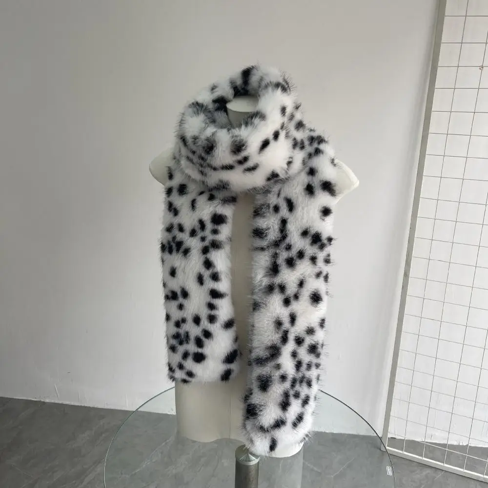 Vintage Thickened Scarf Lengthened Soft Winter Scarf Leopard Pattern Warm Lining Leopard Print Scarf Outdoor Riding