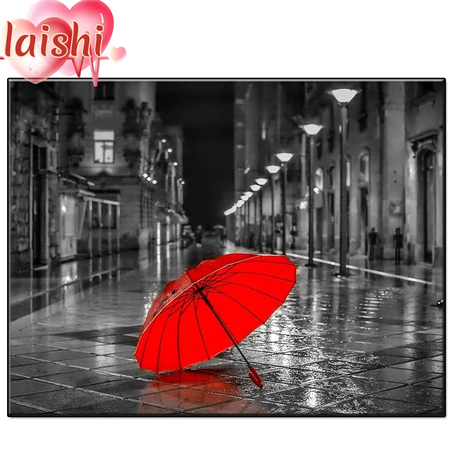 Diamond Painting Street view, red umbrella 5d DIY Embroidery Cross Stitch Art Craft Full Square/Round Rhinestone Home decor