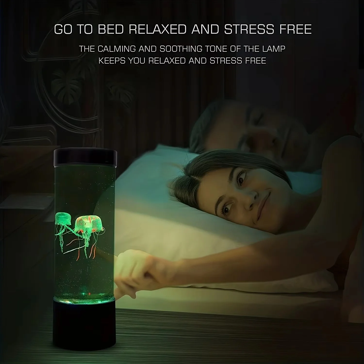 D2 Jellyfish Lamp Color-Changing LED 7 Colors Mood Aquarium Ocean Night Light Bedroom Desktop Decor Light Birthday Gift for Kids