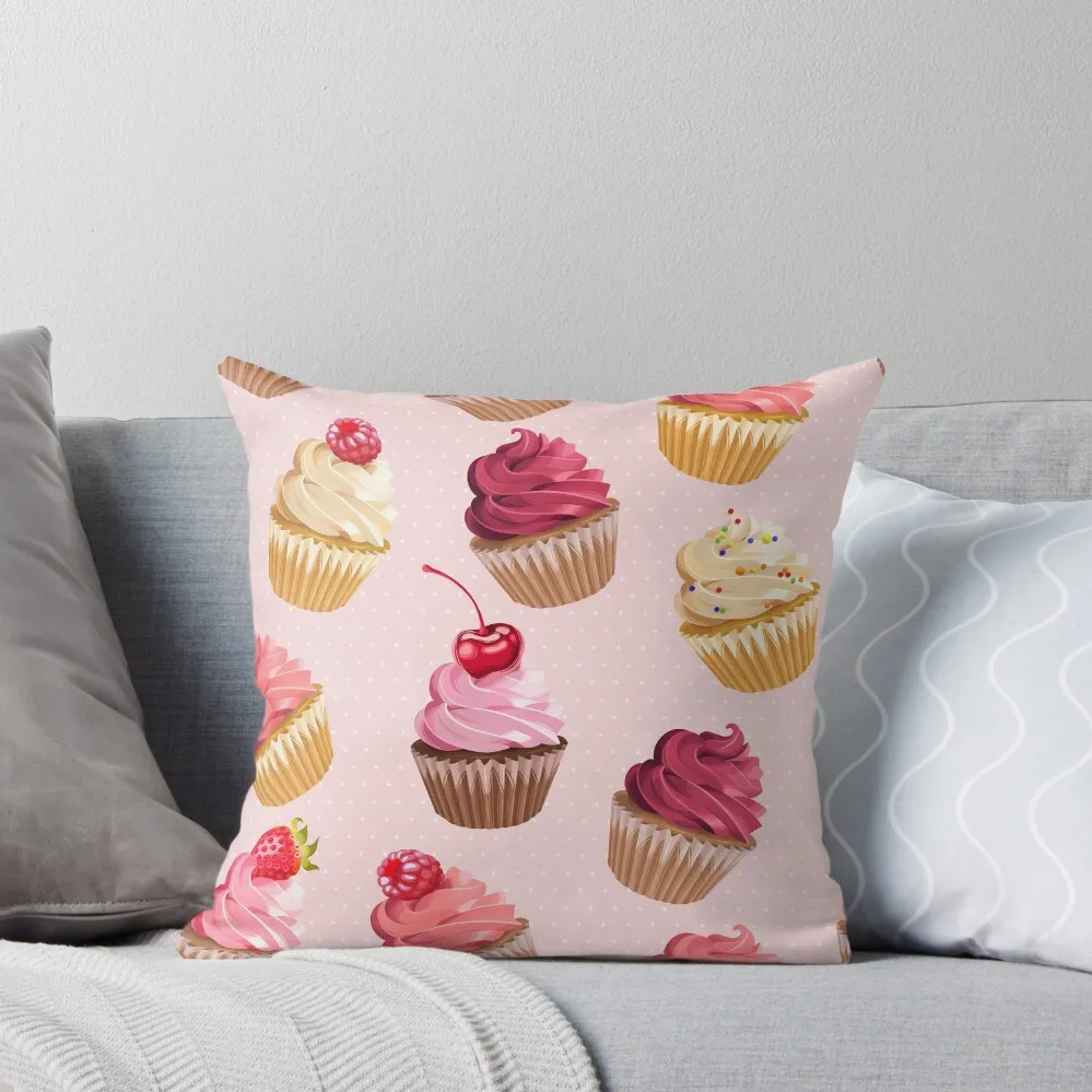 

Delicious Pink Retro Cupcakes Throw Pillow autumn pillowcase Cushions Home Decor Decorative Sofa Cushion Cusions Cover pillow
