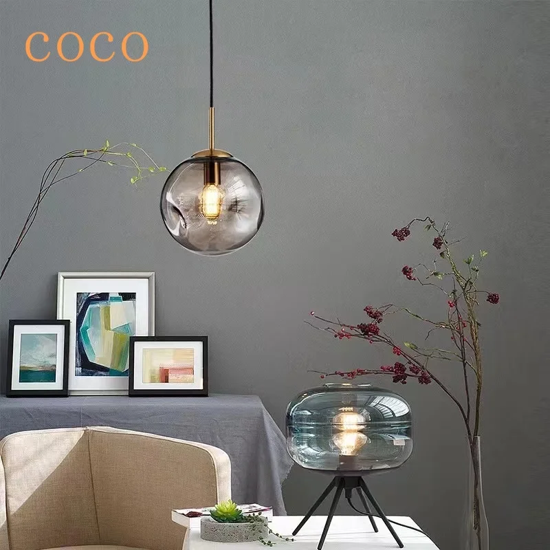 

Modern Creative Attic Glass Globe Chandelier LED E27 Nordic Hanging Lights, Living Room, Dining Room, Bedroom, Lobby, Kitchen