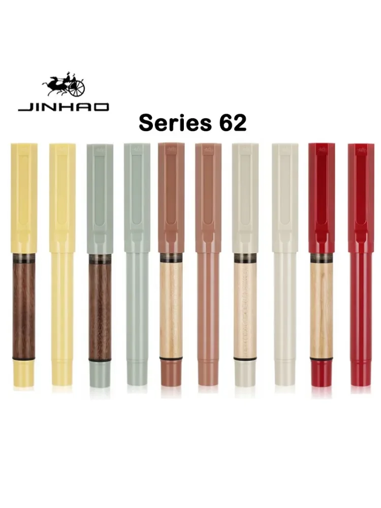 JINHAO-Stylo plume en bois coloré pour étudiant, stylo à encre F EF, stylo de calligraphie de haute qualité, fournitures de bureau scolaire, papeterie, 62