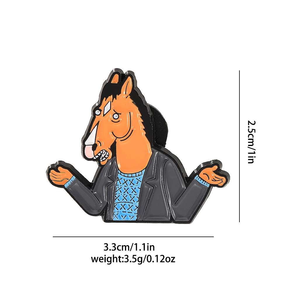 Funny Mr.Horse Enamel Pins Personality Animal Brooches Wholesale