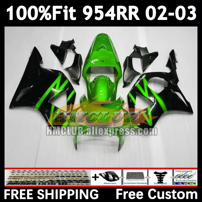 Injection Fairing For HONDA CBR900RR CBR 900 954 CBR900 CBR954 RR 92No.130 CBR 954RR green black 02 03 CBR954RR 2002 2003 Bodys