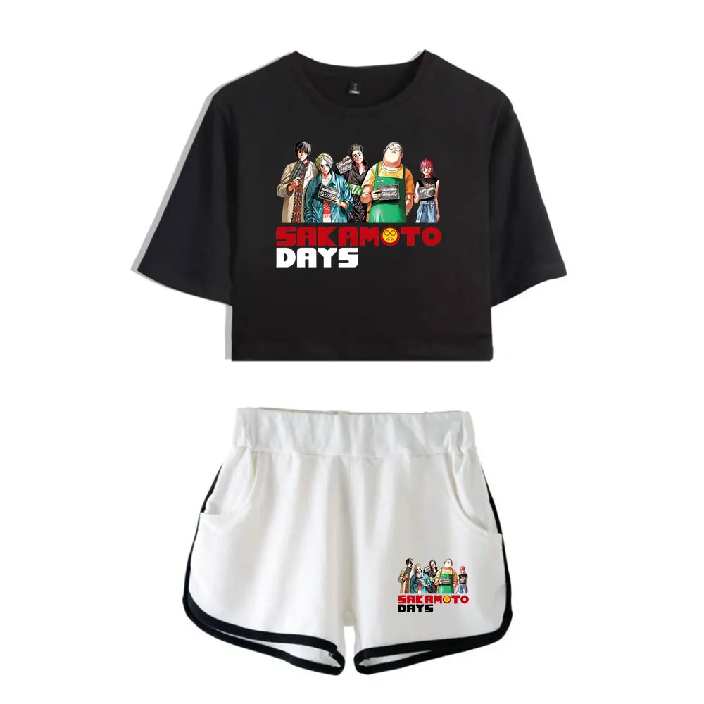 

sakamoto days Vintage 90s Merch Tops Two Piece Set Streetwear Shorts+Lovely TShirt Harajuku Women Y2k Top