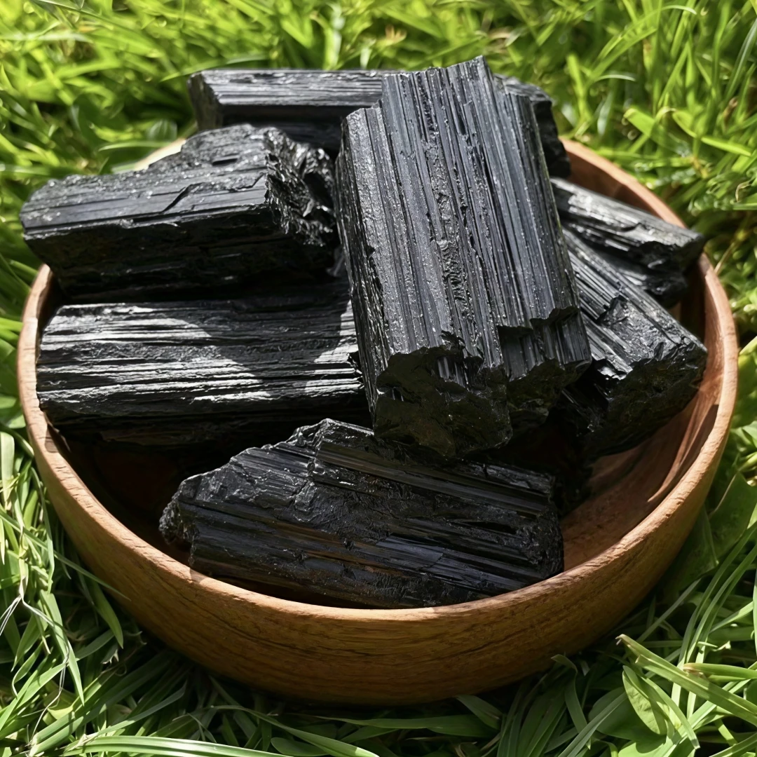 Natural Black Tourmaline Stone - Polished Crystal Deco Home, Spiritual Gift for Housewarming & Holidays, Protective Energy