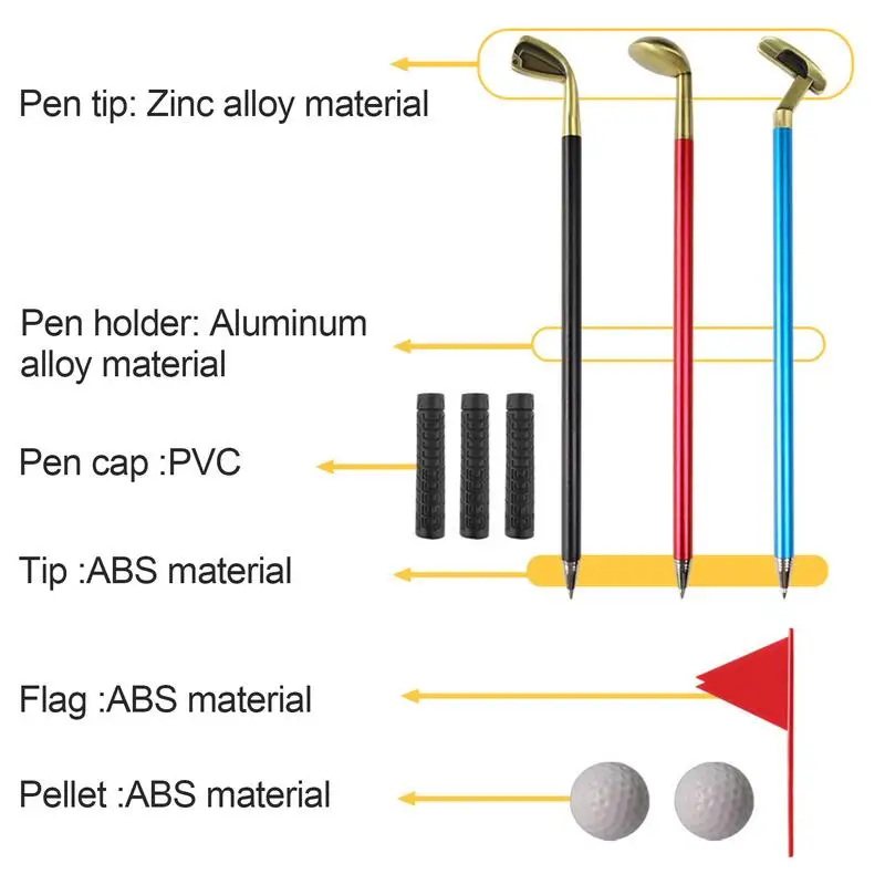 Golf Club Pens Creative Desk Putting Green Game Set Desktop Golf Ball Game For Stocking Stuffers Rewards Graduation