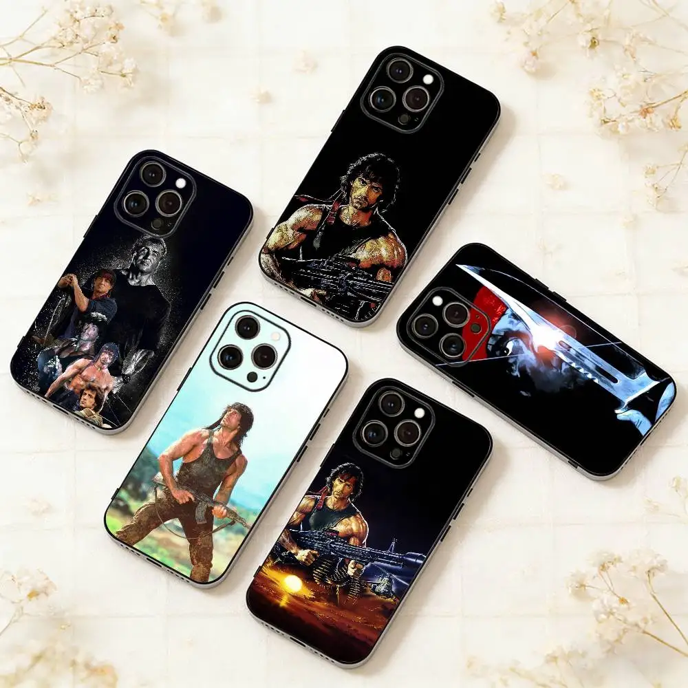 

J-John Rambo Cool Phone Case For iPhone 17,16,15,14,13,12,11 Plus,Pro Max,XS,Soft Silicone Black Cover