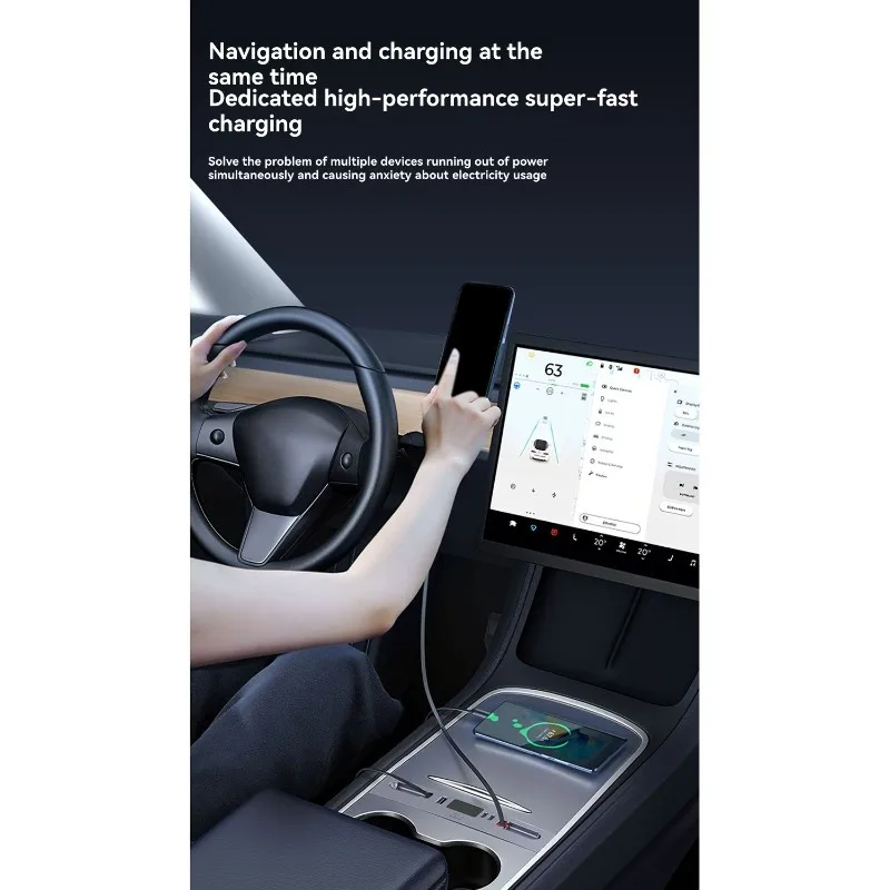 A26Z For /Y Center Console Expansion Dock 65W PD Fast Charging USB Hub Fast Charging Hub Docking Station