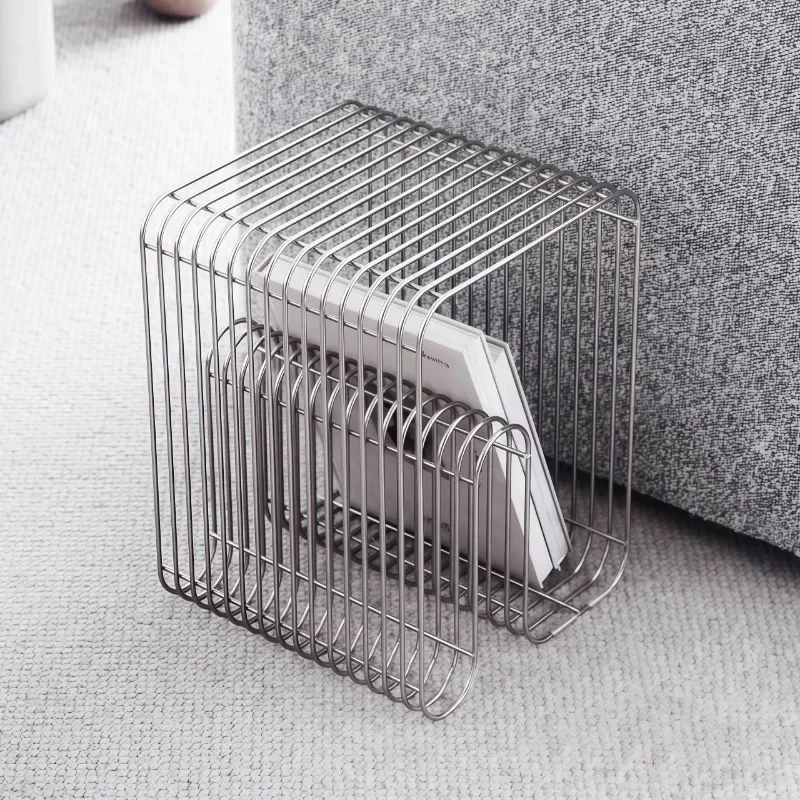 Nordic simple stainless steel, a few household living rooms on the edge of the line, light luxury storage shelves