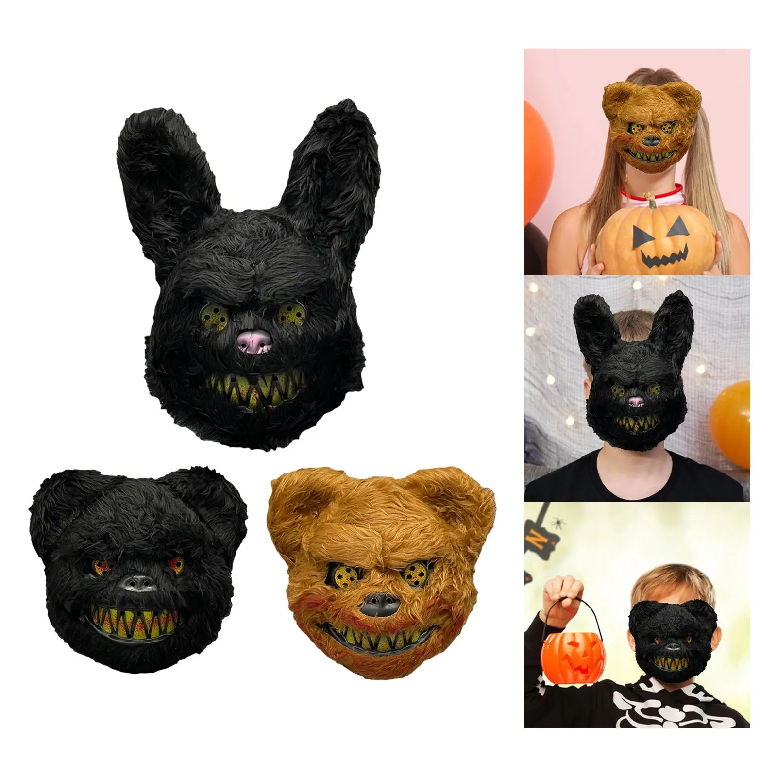 Masque Facial en Forme d'Animal d'Halloween, Costume de Cosplay, Tête en Peluche, pour Festival, Anniversaire, Rave, Carnaval