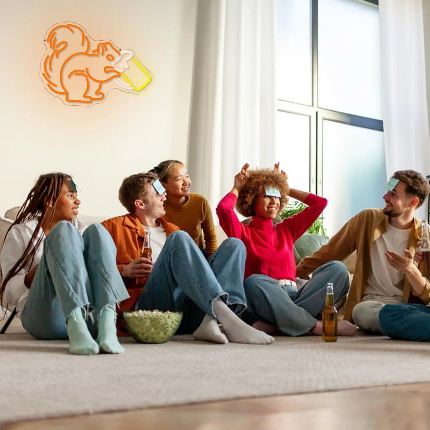 Cute Squirrel Beer LED Neon Sign Dimmable USB Powered Animal Wall Light for Pub Game Room Bar Decor with Drinking Wine Design