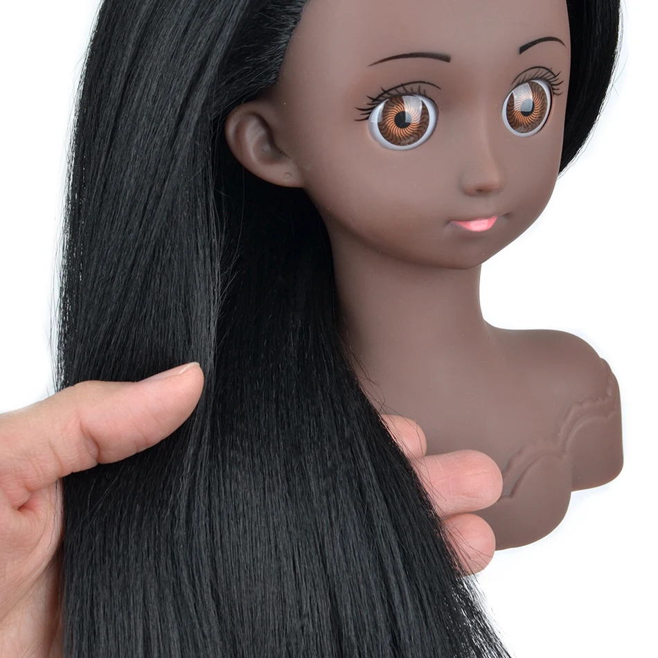 Modello di testa di manichino afro con capelli sintetici Testa di manichino Styling Testa di formazione per parrucchiere Testa di bambola per pratica di intrecciatura