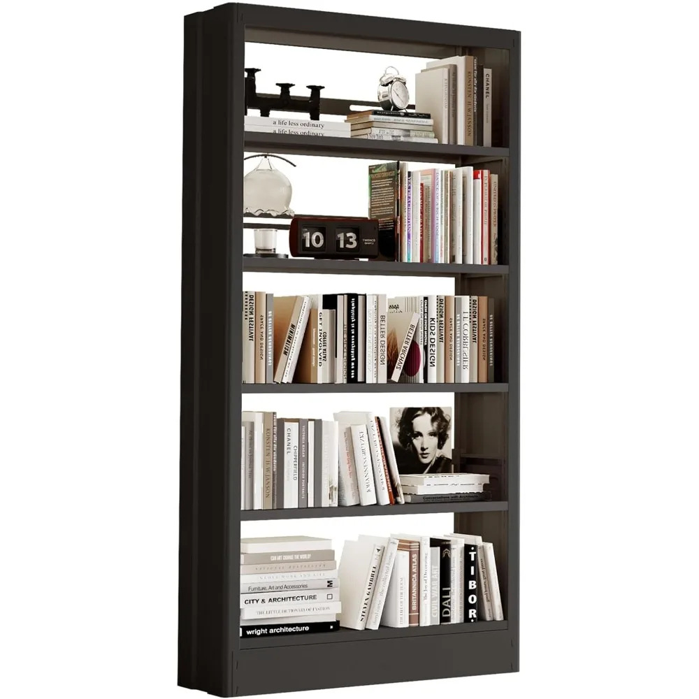 رف كتب معدني شديد التحمل مكون من 5 طبقات قابل للتعديل لتخزين المكتبة والمكتب بتصميم طويل