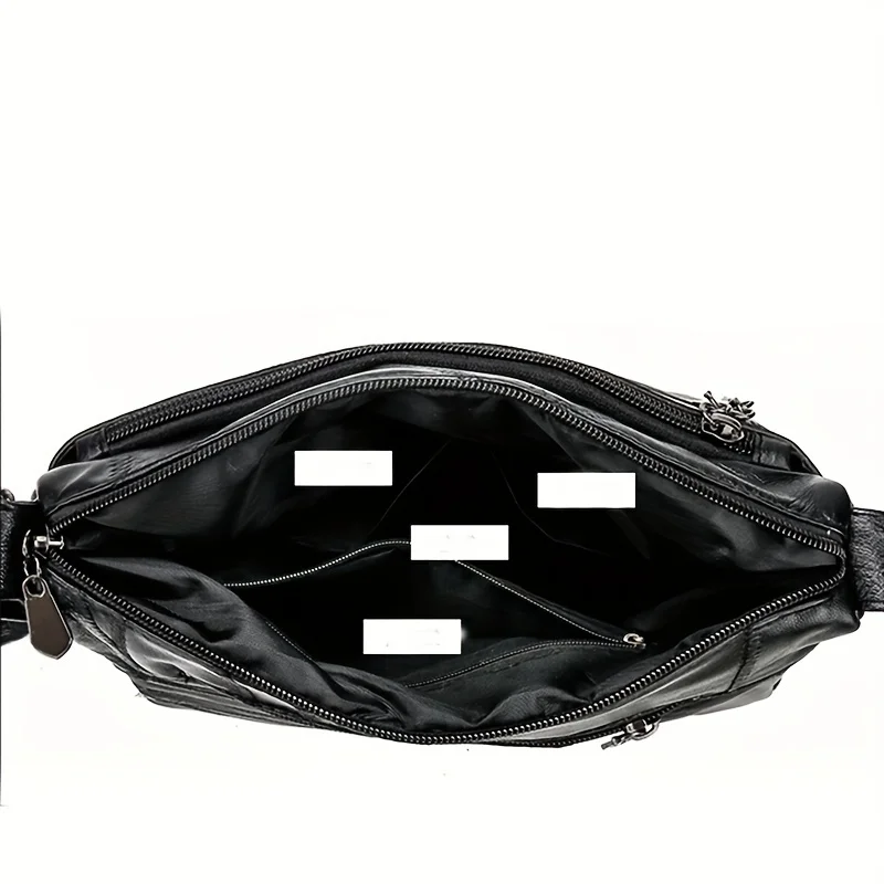 Modna torebka Crossbody ze skóry PU z kilkoma zamkami na ramię dla kobiet w średnim wieku i starszych