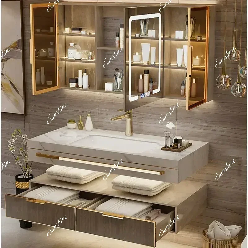

Bathroom Cabinet With Stock Modern Slate Smart Mirror Modern Double Washbasin Bathroom Vanity Mobile Bagno Furnitures Skincare