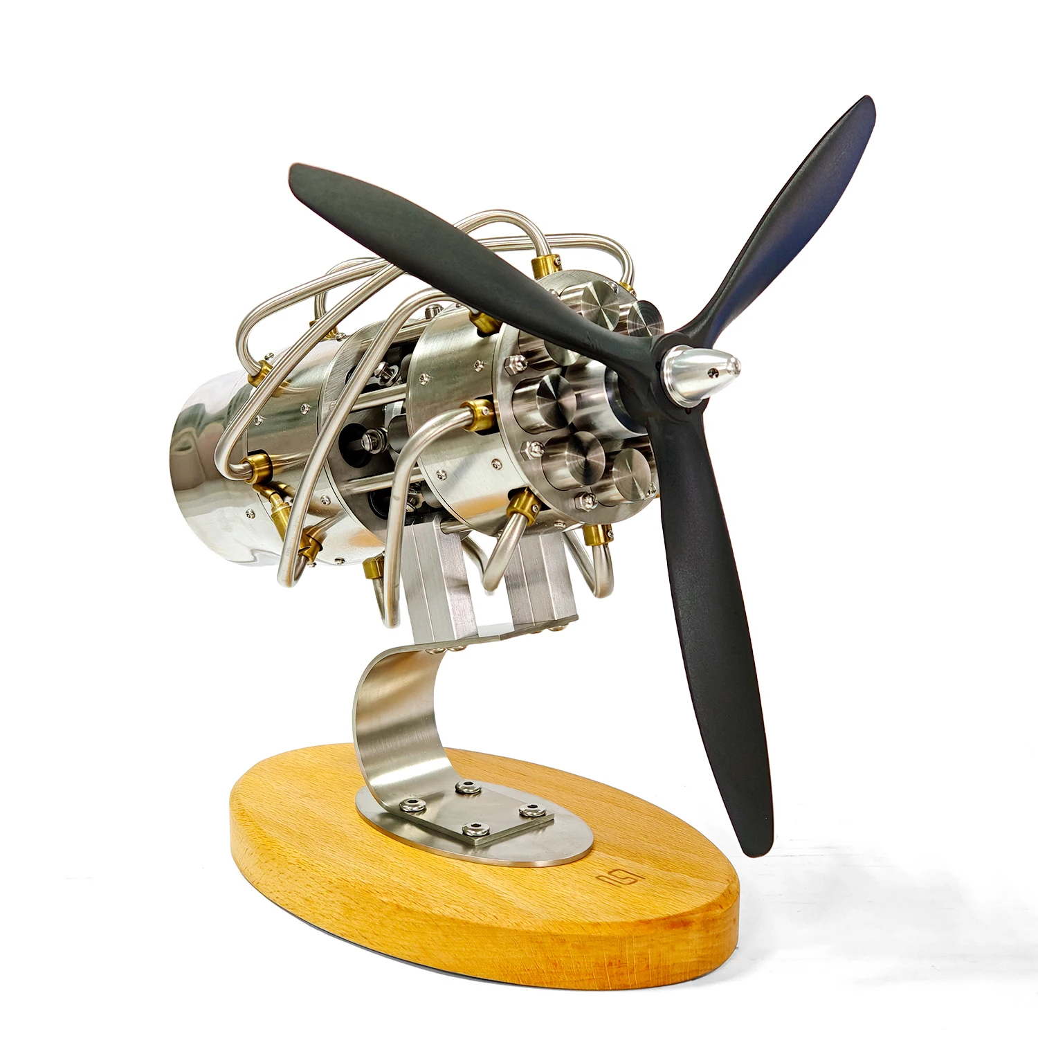 Sterling Swashplate 16 cylinder Engine Model Fan Blades Can Be Started with A Base Aircraft Engine Metal Model Ornament