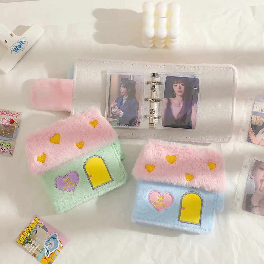 IFFVGX Plush 3inches Binder Photocard Holder Kpop Idol Photo Album Cute Photocards Album Collect Book Para Fotografias 포토카드 포장용품