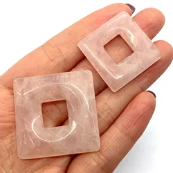 1pcs Natural Stone Crystal Pendant Pink Quartz Square Pendant Charm DIY Jewelry Making Necklace Earring Accessories