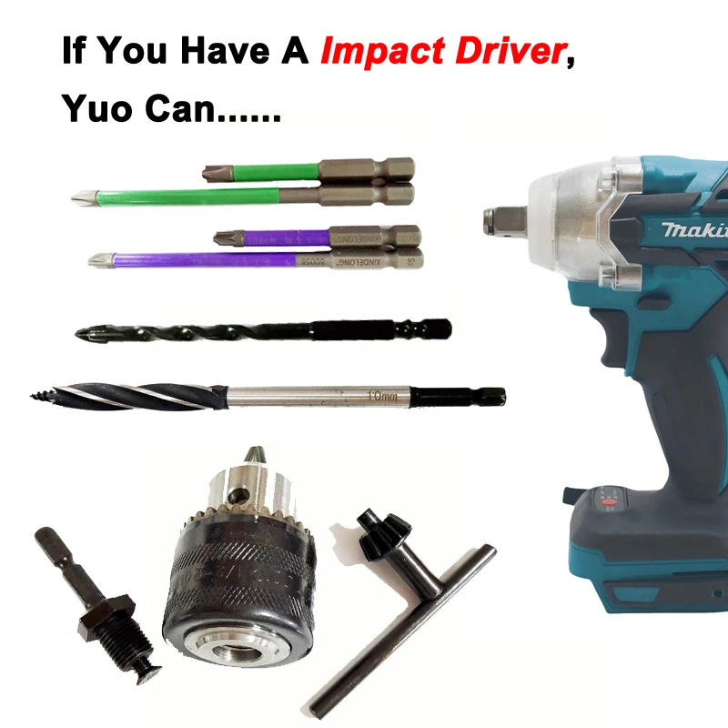 

Hex Shank Power Tool Accessories: Screwdriver Bits, Cross Drill Bits, Wire Wheel Brushes & Chuck Adapter Kit for Impact Driver