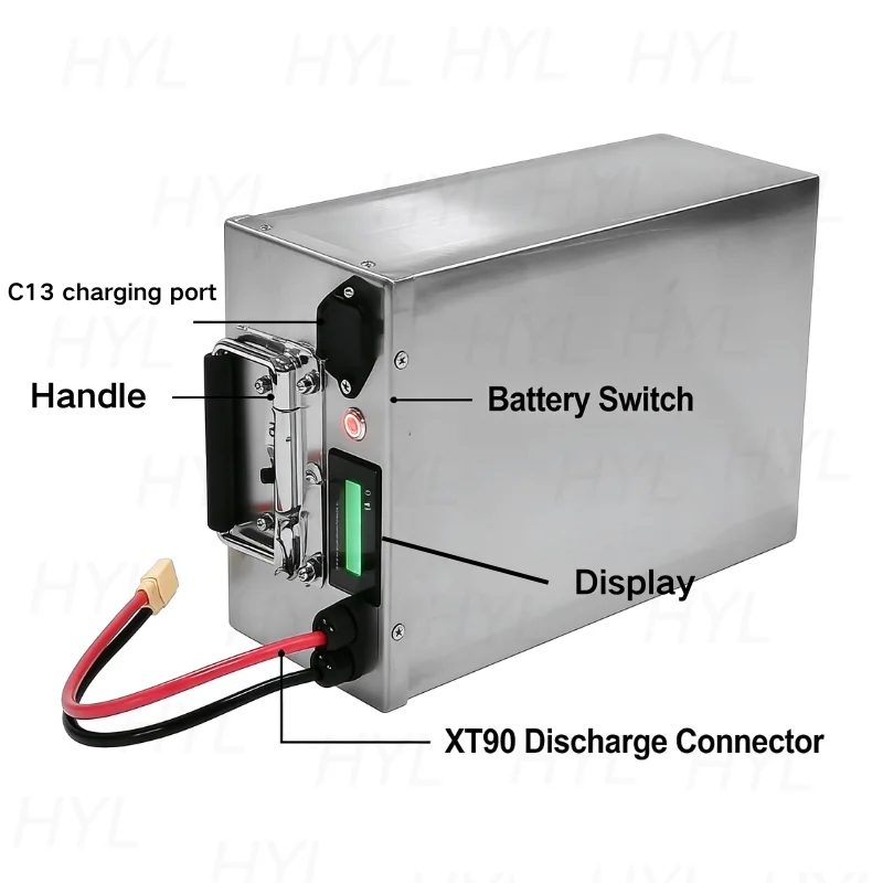 60V 50Ah 50A Lithium Ion Battery with BMS - Power Supply 1000W-5000W And 5A Charger for Electric Vehicles And Power Tools