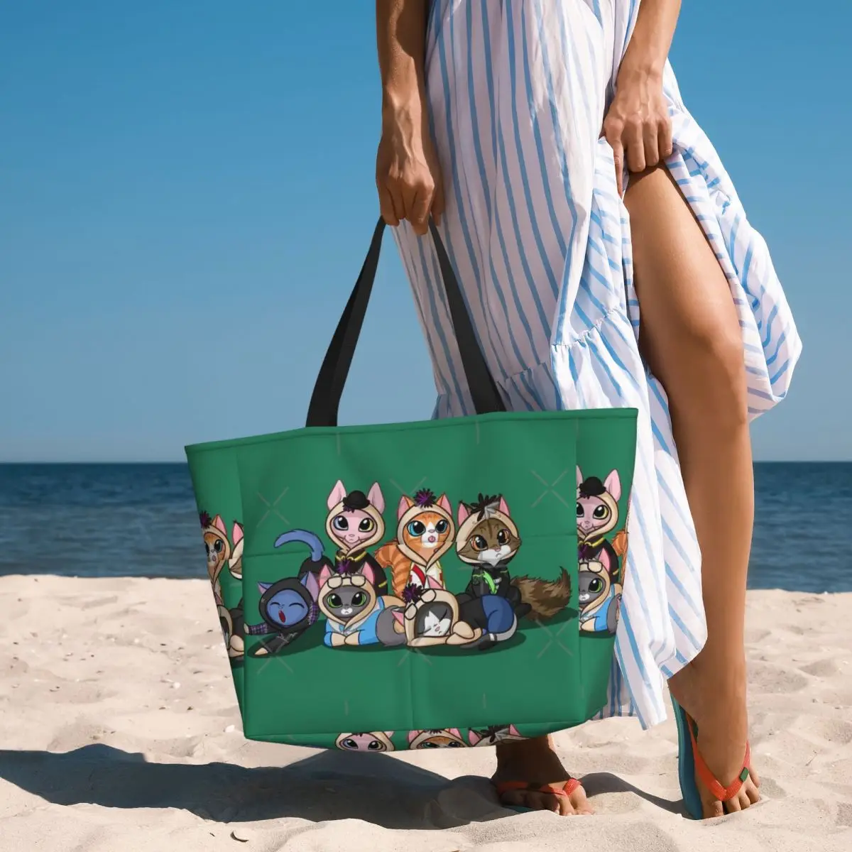 Bolsa de viaje de playa personalizable, bolso de mano, práctico, diario, regalo de cumpleaños, patrón multiestilo, lados, lijadoras de gato, Onesies