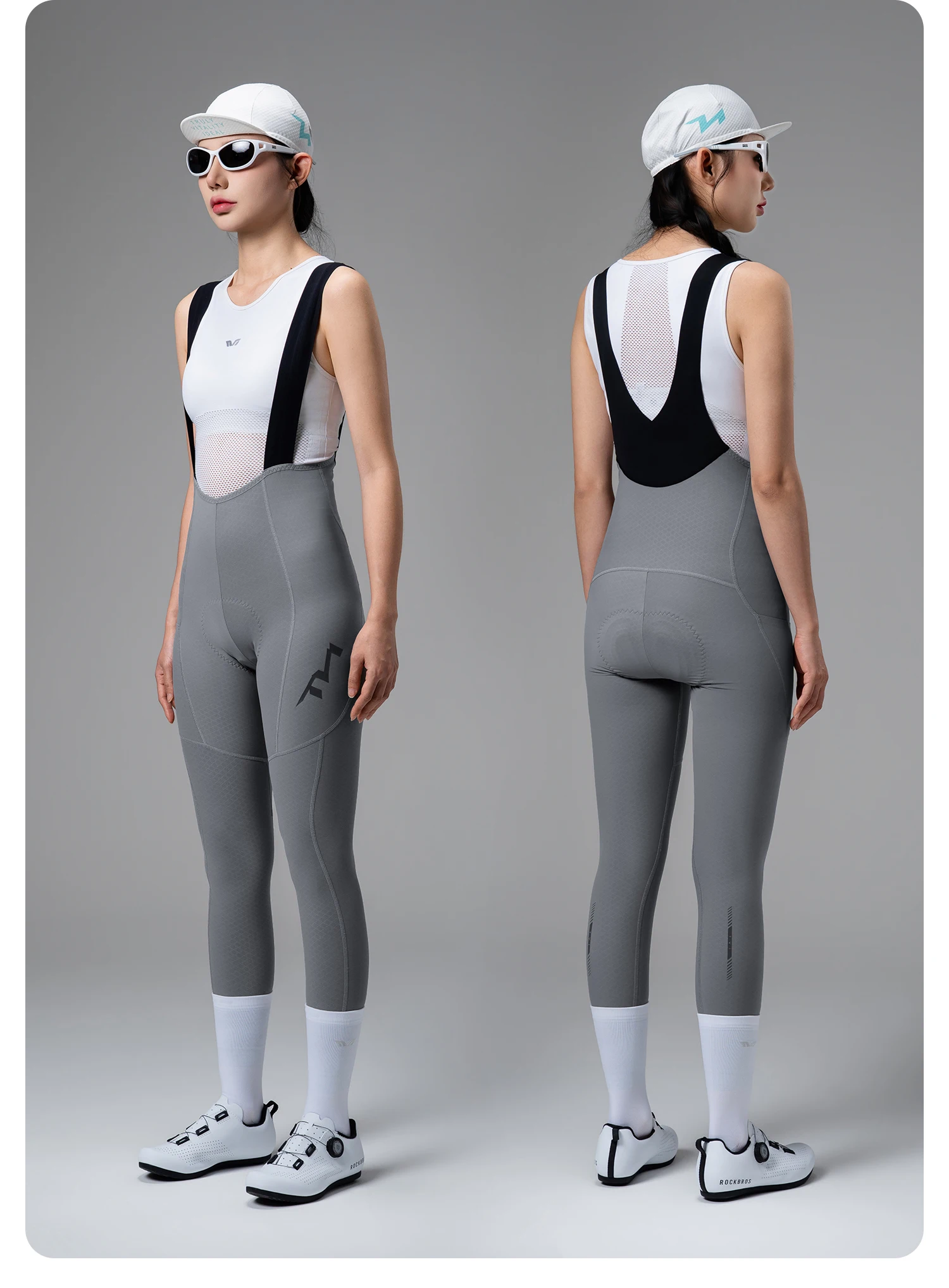 ROCKBROS TVI Damen Fleece-Radtrikot-Latzhose, lange Thermo-Winddichte Radhose, elastische Radtrikot-Latzhose mit Taschen – Detail 16